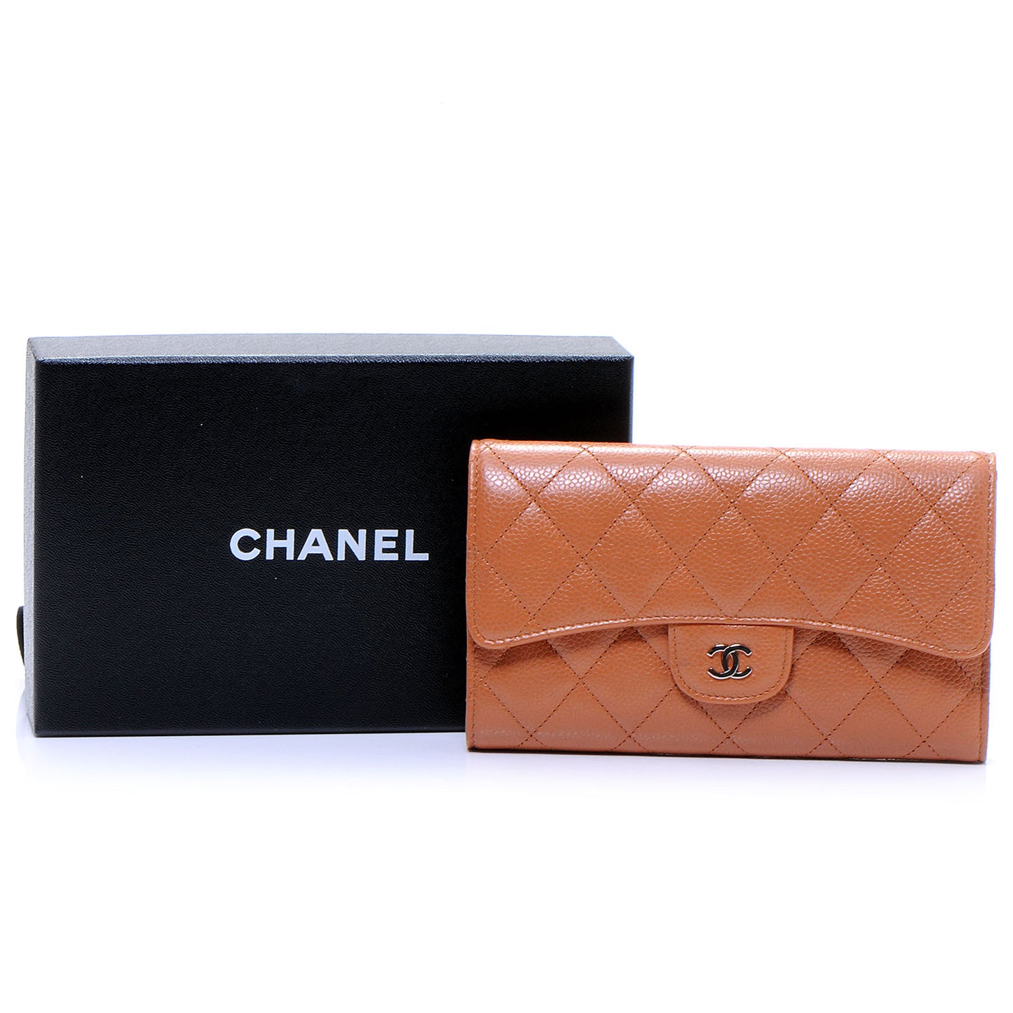 Caviar Quilted Long Flap Wallet Rose