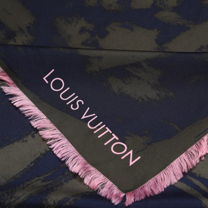 Louis Vuitton Silk Arty Flower Scarf Green Pink 3 of 5