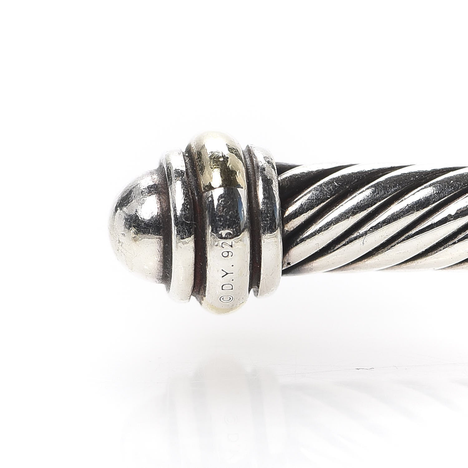 David Yurman Sterling Silver 18K Yellow Gold 4mm Cable Classics Bracelet 4 of 4