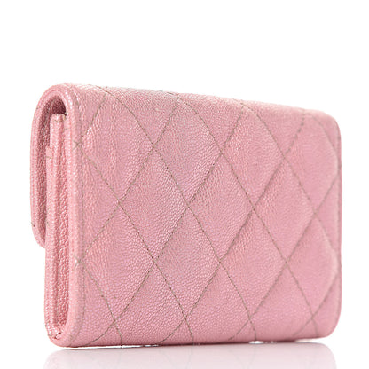 Chanel Iridescent Caviar Quilted Flap Card Holder Rose Pink 3 of 9