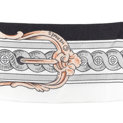 Hermes Silk Bride De Cour Twilly Black White Or Rose 3 of 4