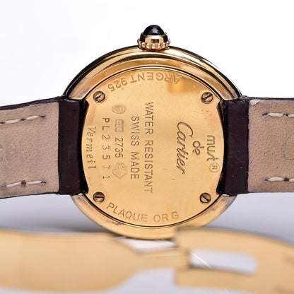 Cartier Sterling Silver Vermeil Calfskin 26mm Must De Cartier Quartz Watch Burgundy 5 of 14