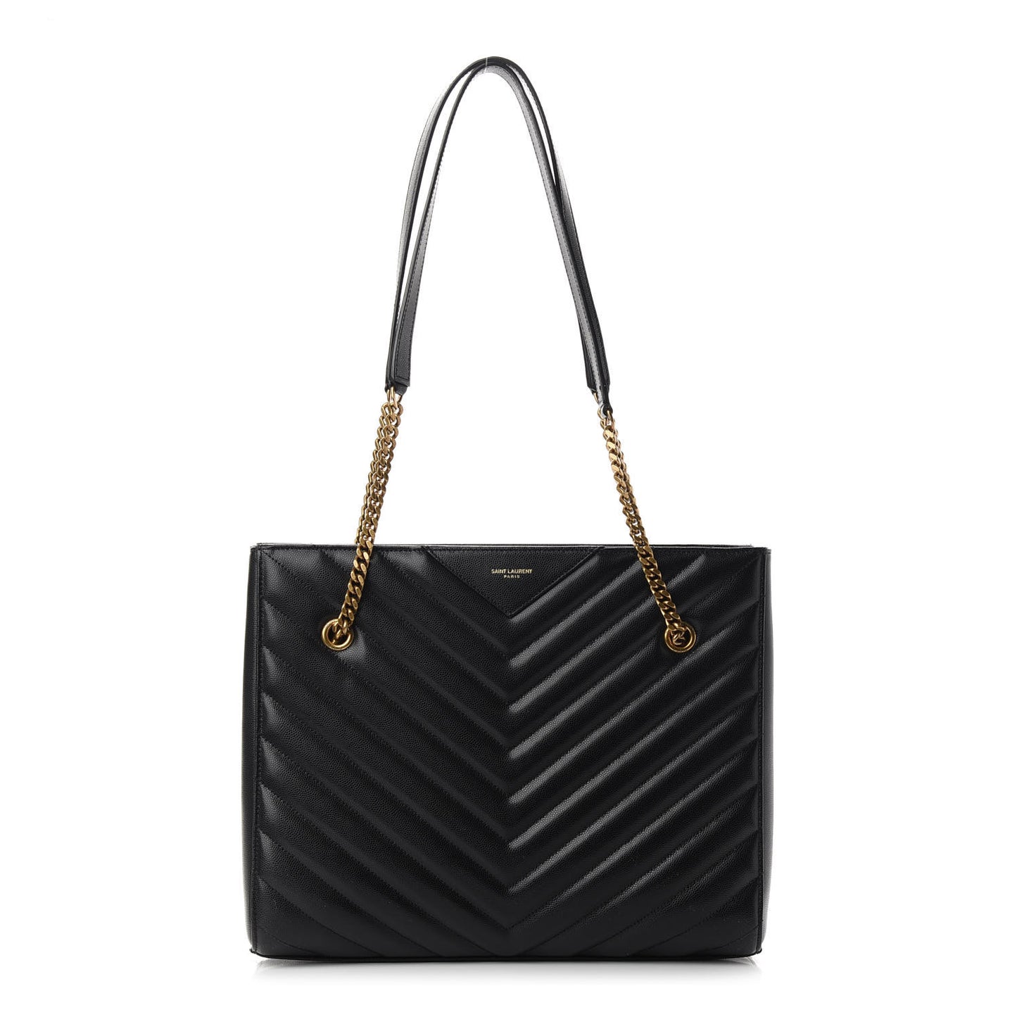 Grain De Poudre Matelasse Chevron Medium Tribeca Shopping Bag Black