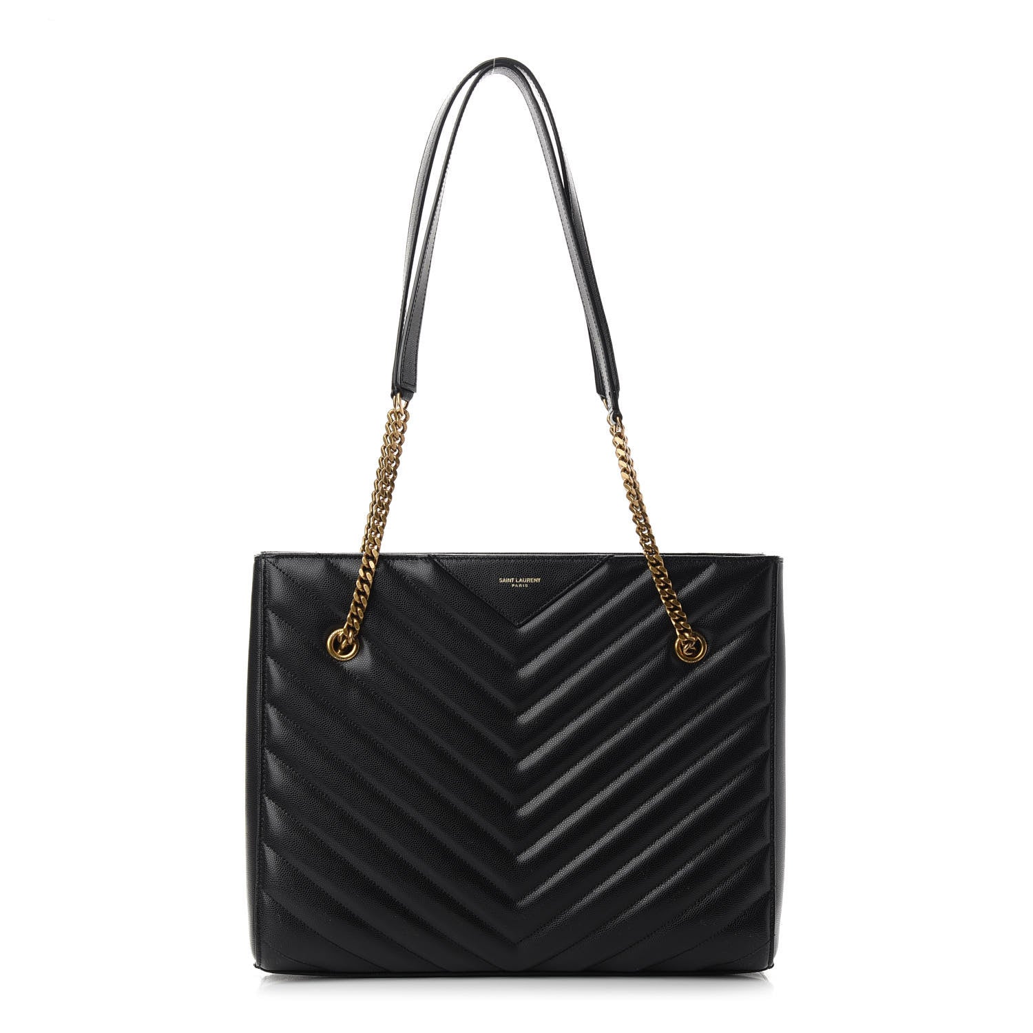 Saint Laurent Grain De Poudre Matelasse Chevron Medium Tribeca Shopping Bag Black 1 of 9