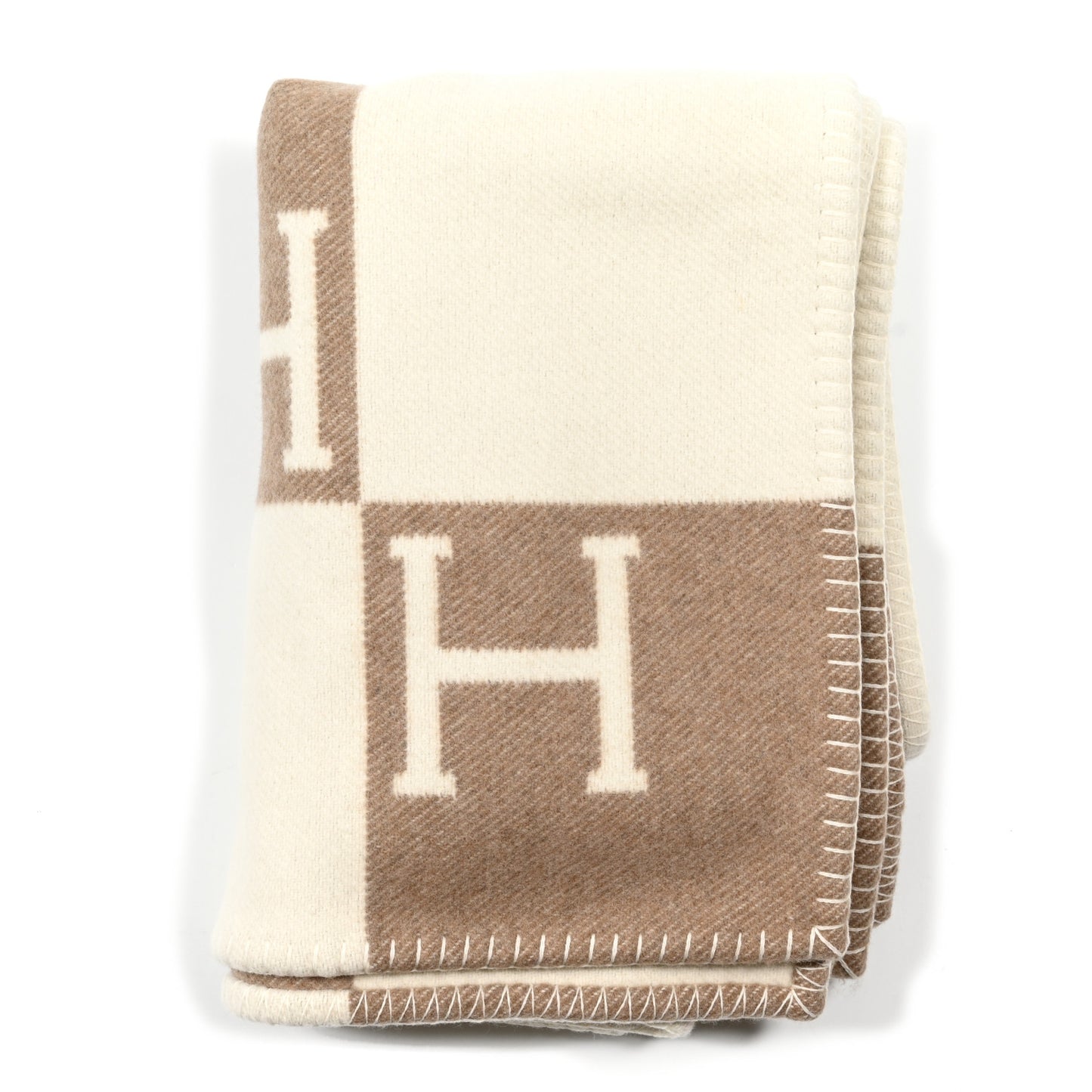 Wool Cashmere Avalon Baby Blanket Noisette Moyen White