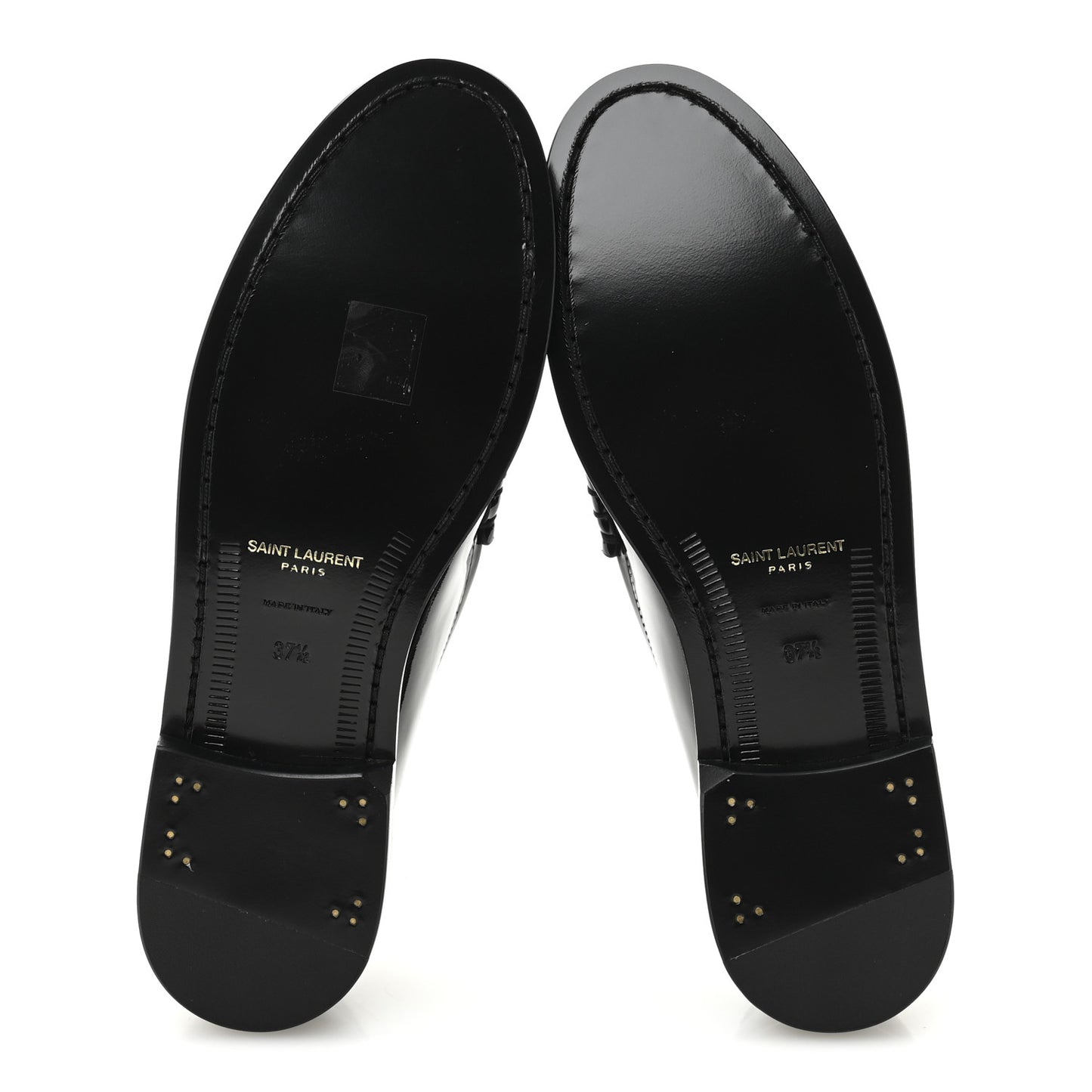 Patent Calfskin  Penny Loafers 37.5 Black White