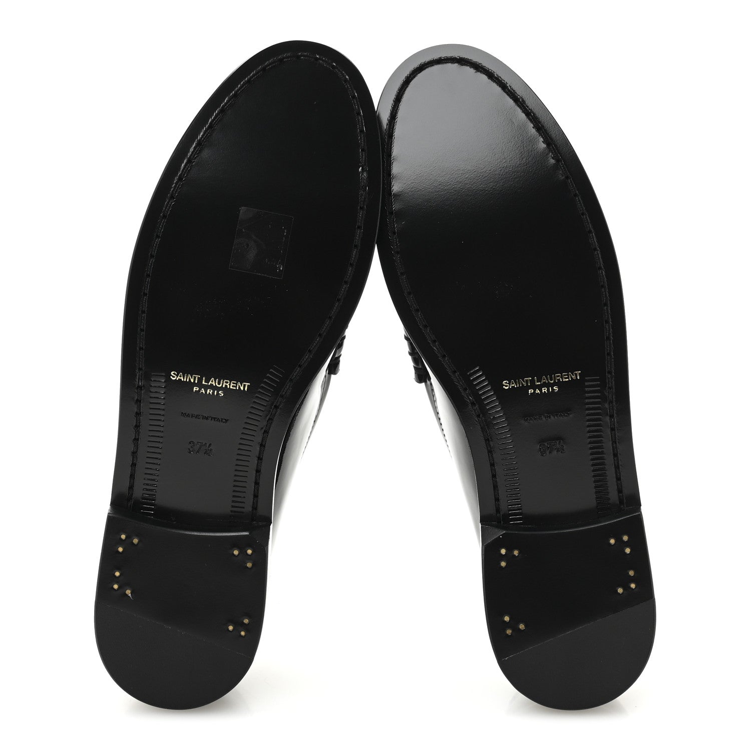 Saint Laurent Patent Calfskin  Penny Loafers 37.5 Black White 6 of 10