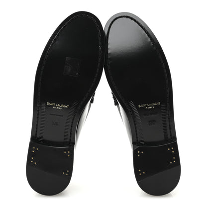 Saint Laurent Patent Calfskin  Penny Loafers 37.5 Black White 6 of 10