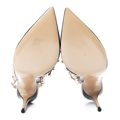 Valentino Garavani Patent Nappa Rockstud Ankle Strap 100mm Pumps 39 Black Poudre 5 of 8