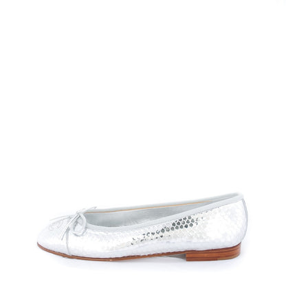 Chanel Mirror Effect Python Cap Toe CC Ballerina Flats 37 Silver 1 of 7