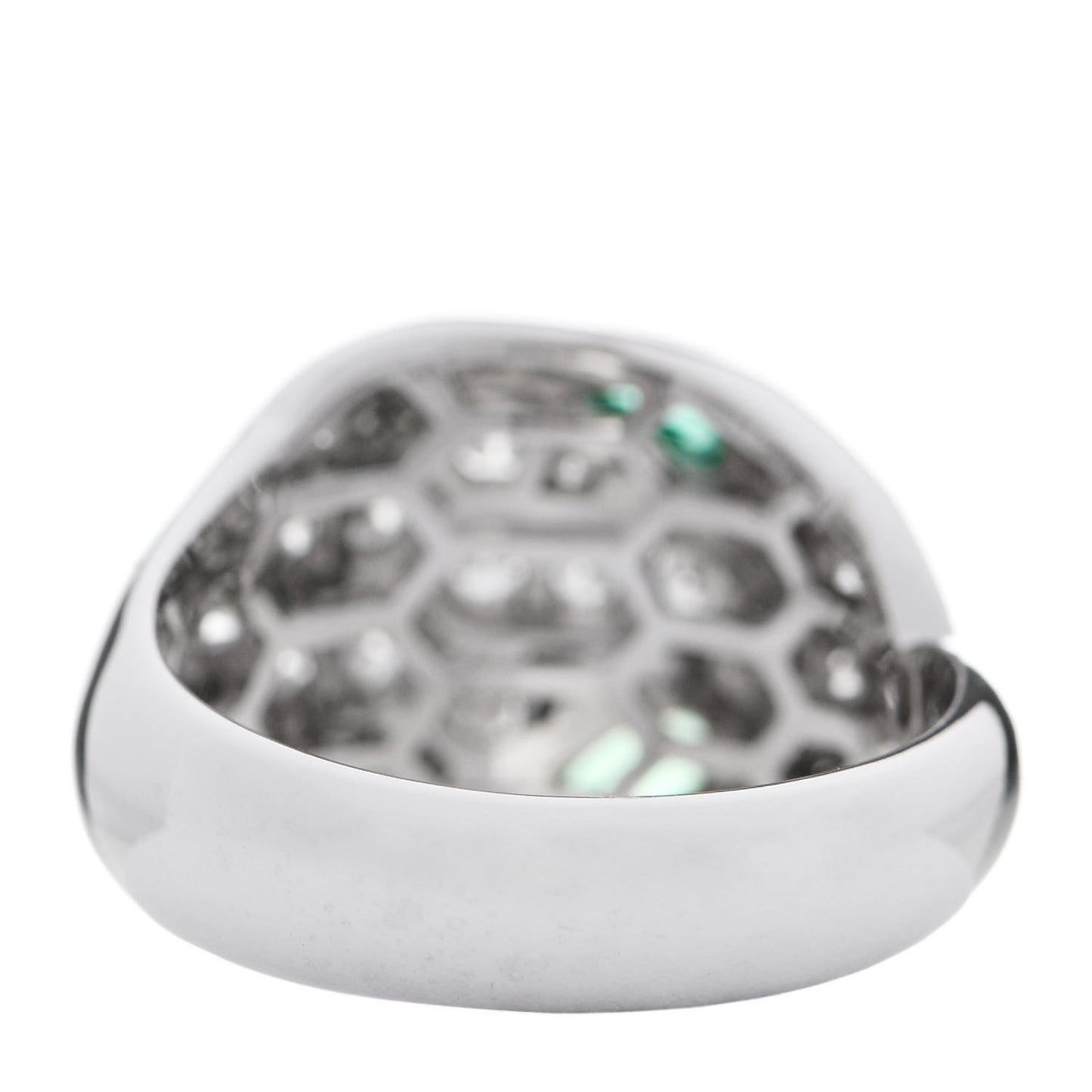 18K White Gold Diamond Emerald Serpenti Seduttori Ring 52 6