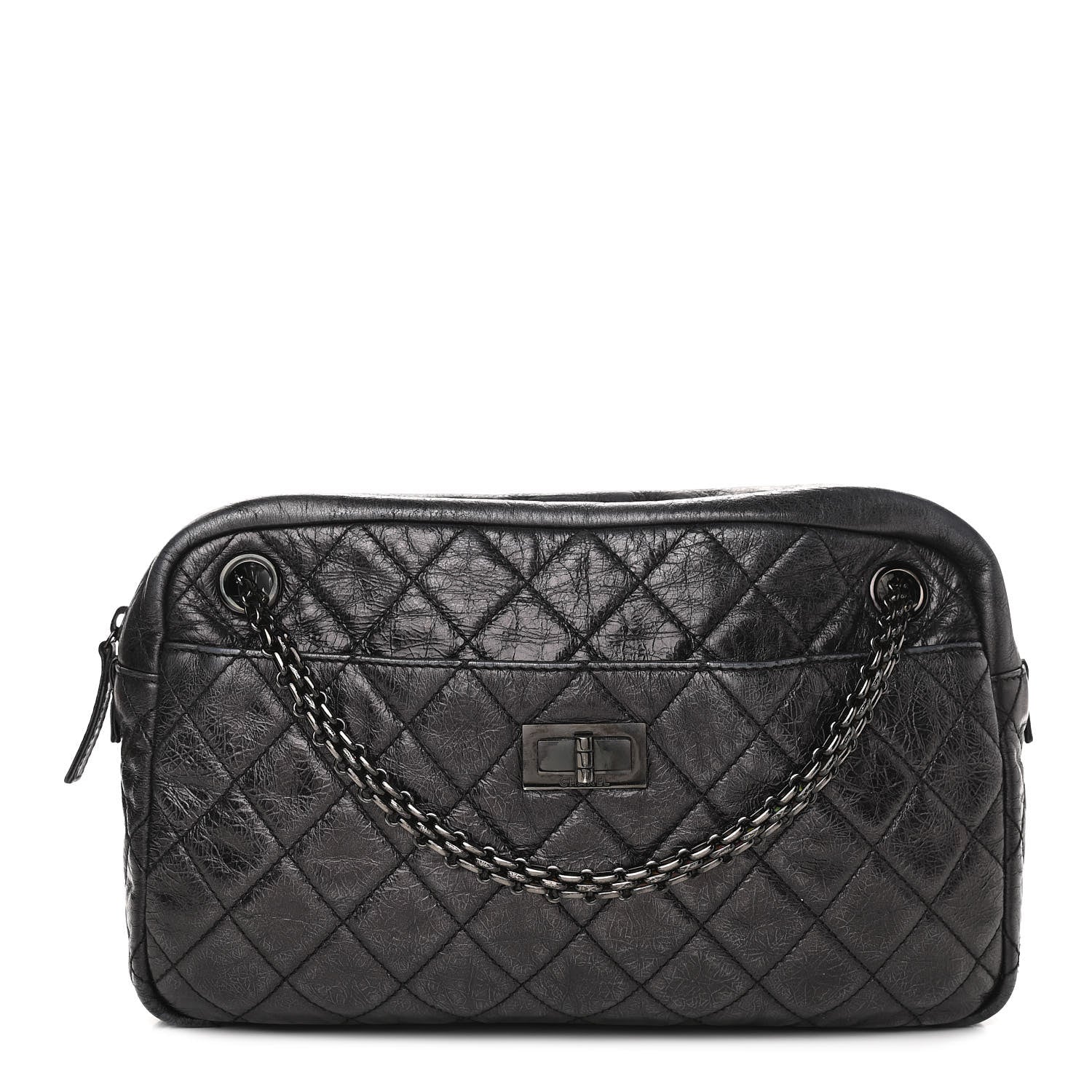 Chanel Metallic Aged Calfskin Quilted Medium Reissue Camera Case Black 1 of 11