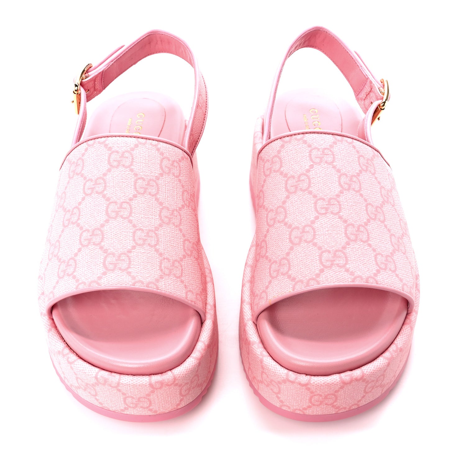 GG Supreme Monogram Granada Kid Angelina Platform 35mm Slingback Sandals 39.5 Cotton Candy Dark Cotton Candy Wild Rose