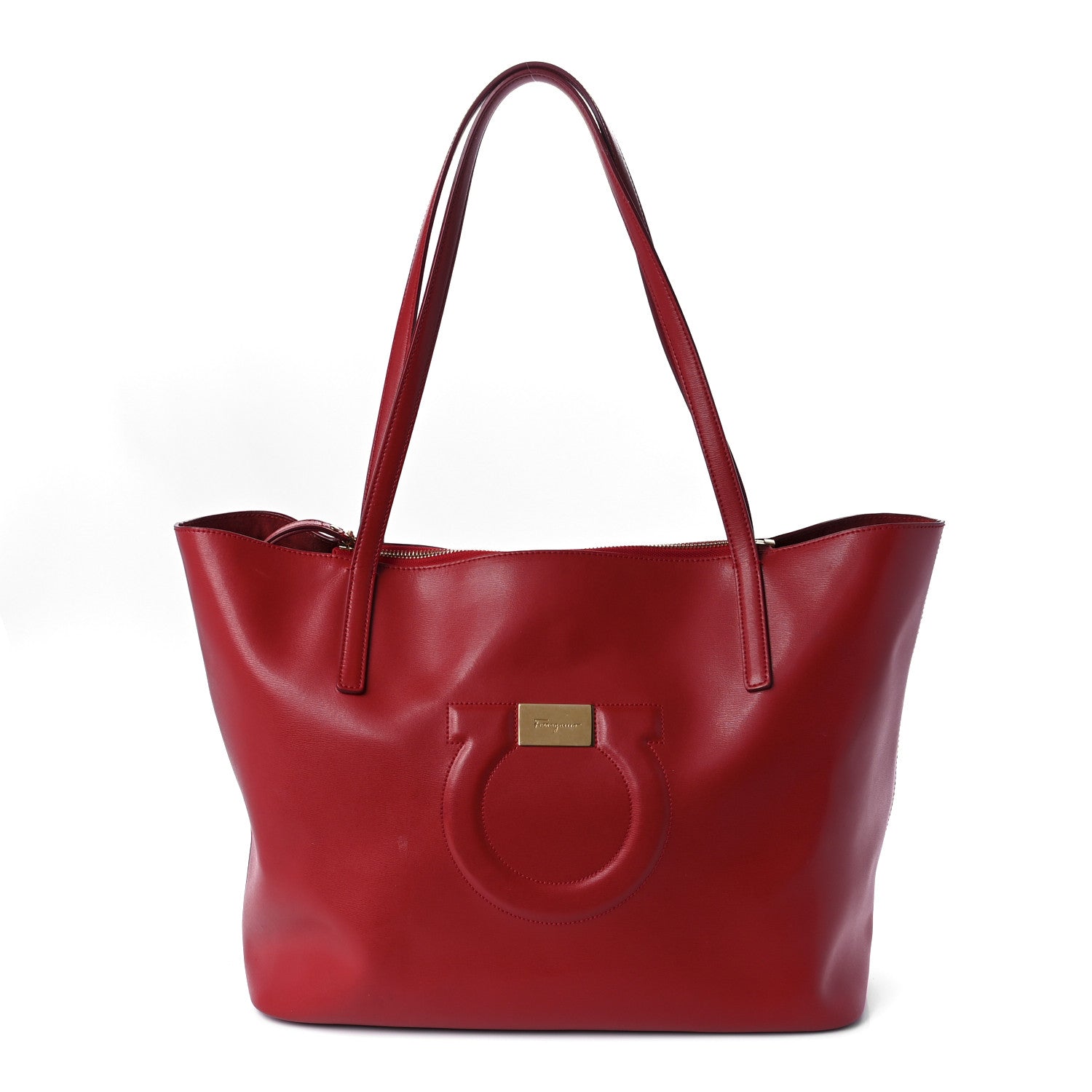 Salvatore Ferragamo Calfskin Medium Gancini Tote Red 2 of 9