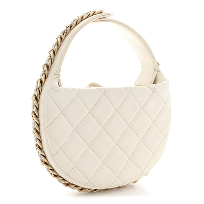 Chanel Lambskin Quilted Chain Around Pouch Hobo White 3 of 12