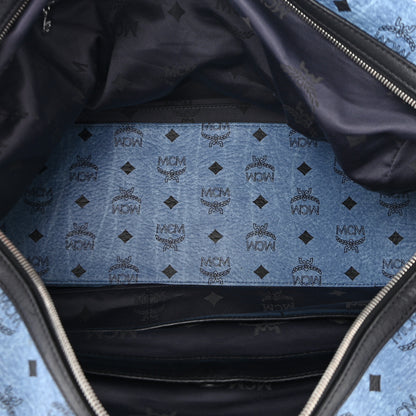 MCM Visetos Medium Traveler Weekender Duffle Bag Blue Black 4 of 9