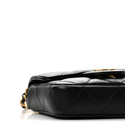 Chanel Lambskin Coco Enamel Quilted Mini Chain Belt Bag Black 9 of 11