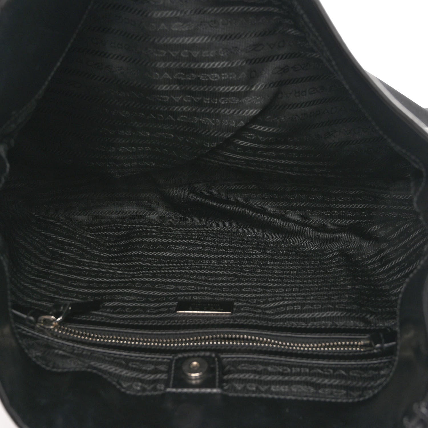 Prada Tessuto Nylon Calfskin Hobo Black 5 of 10