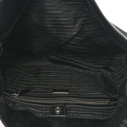 Prada Tessuto Nylon Calfskin Hobo Black 5 of 10