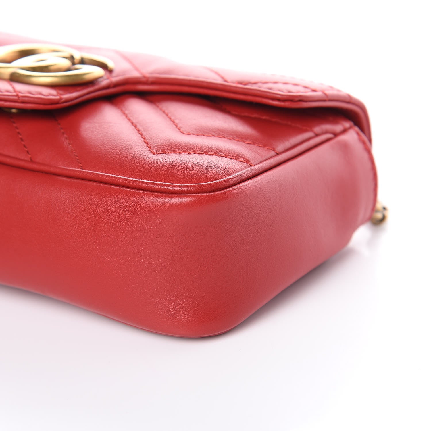 Gucci Calfskin Matelasse Super Mini GG Marmont Shoulder Bag Hibiscus Red 10 of 11