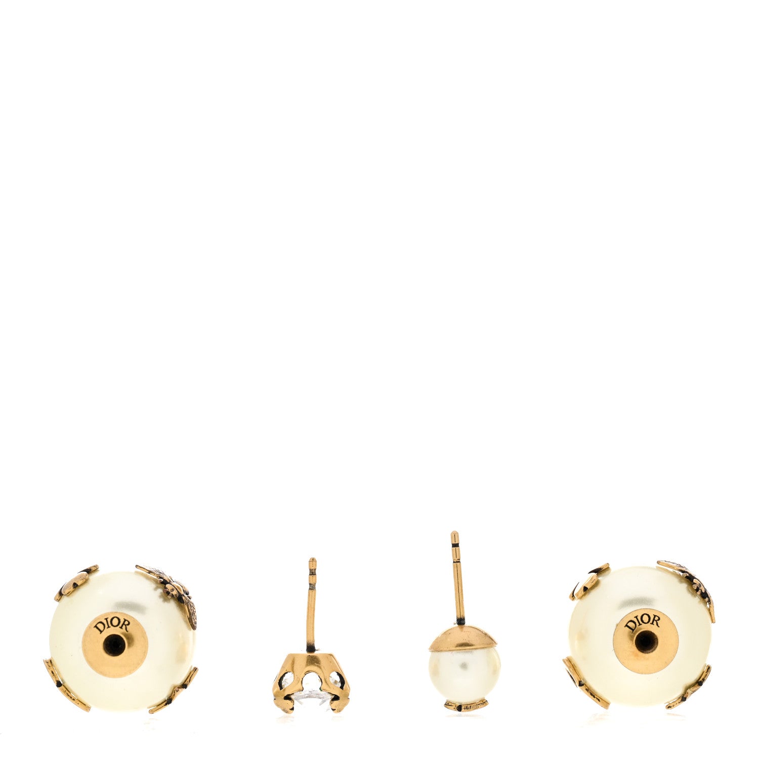 Christian Dior Pearl Crystal Tribales Bee Earrings Gold 3 of 5