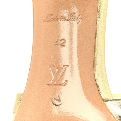 Louis Vuitton Metallic Lambskin Embossed Monogram Revival High Heel Mules 42 Gold 7 of 10