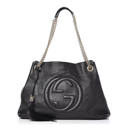 Gucci Pebbled Calfskin Medium Soho Chain Shoulder Bag Black 1 of 10