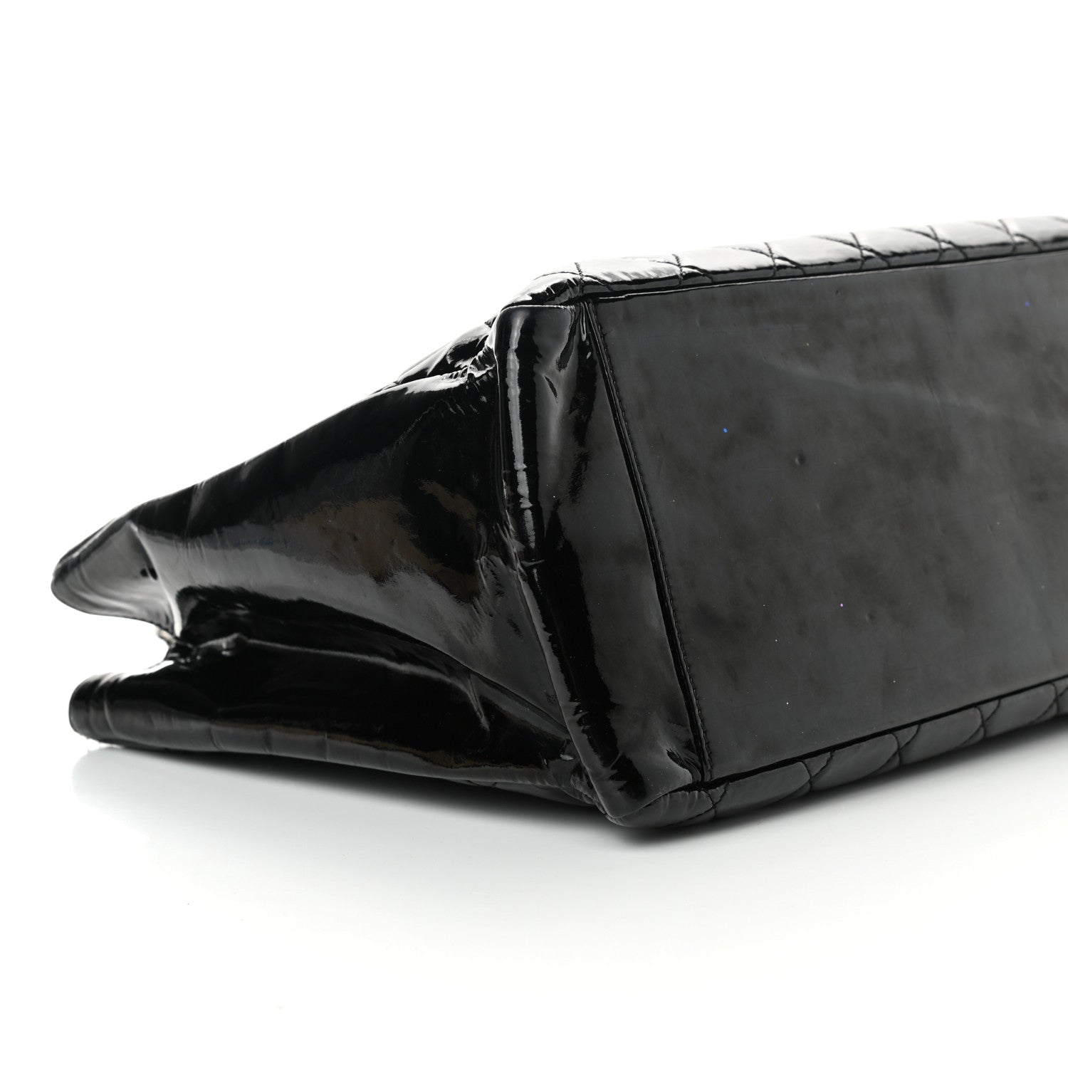 Chanel Patent Quilted Grand Shopping Tote GST Black 7 of 10