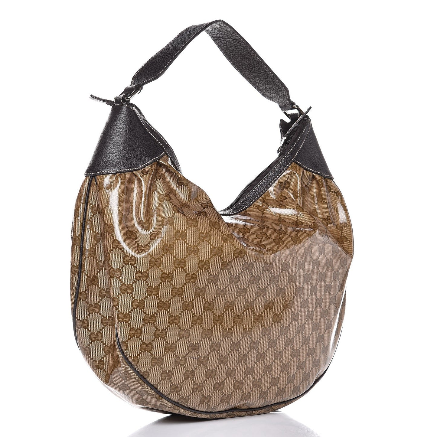 Crystal Monogram Large Signature Hobo Brown