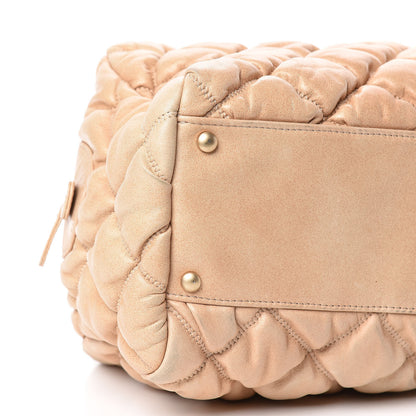 Chanel Lambskin Bubble Quilt Bowler Beige 6 of 14