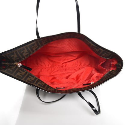 Fendi Zucca Spalmati Patent Baguette Print Medium Roll Tote Tobacco 5 of 12