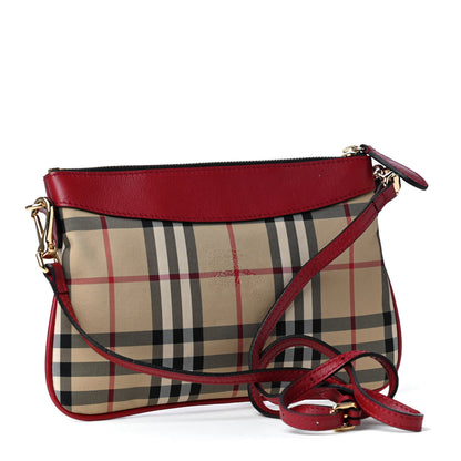 Burberry Horseferry Check Peyton Crossbody Clutch Bag Parade Red 2 of 4