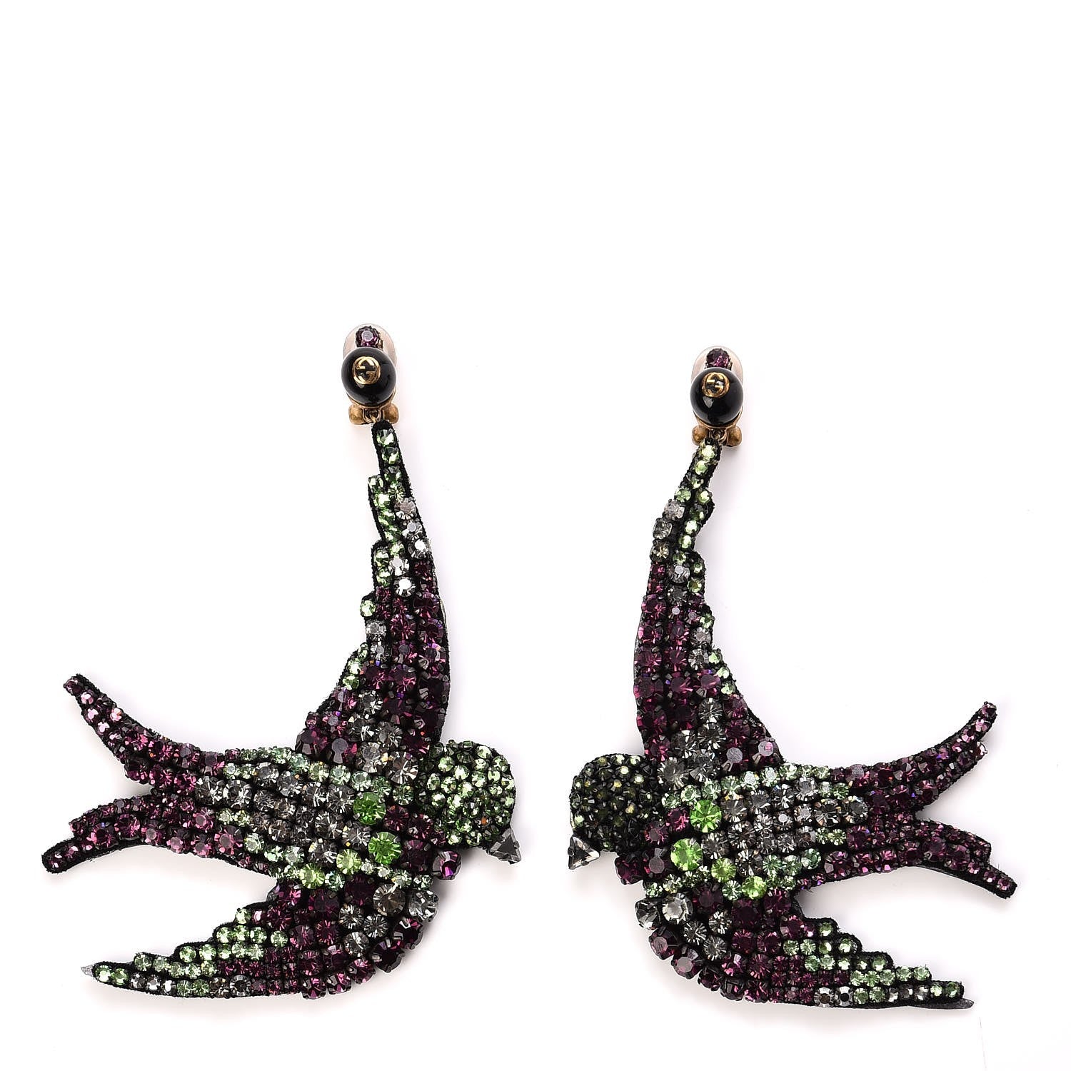 Gucci Crystal Embroidered Bird Earrings 1 of 10