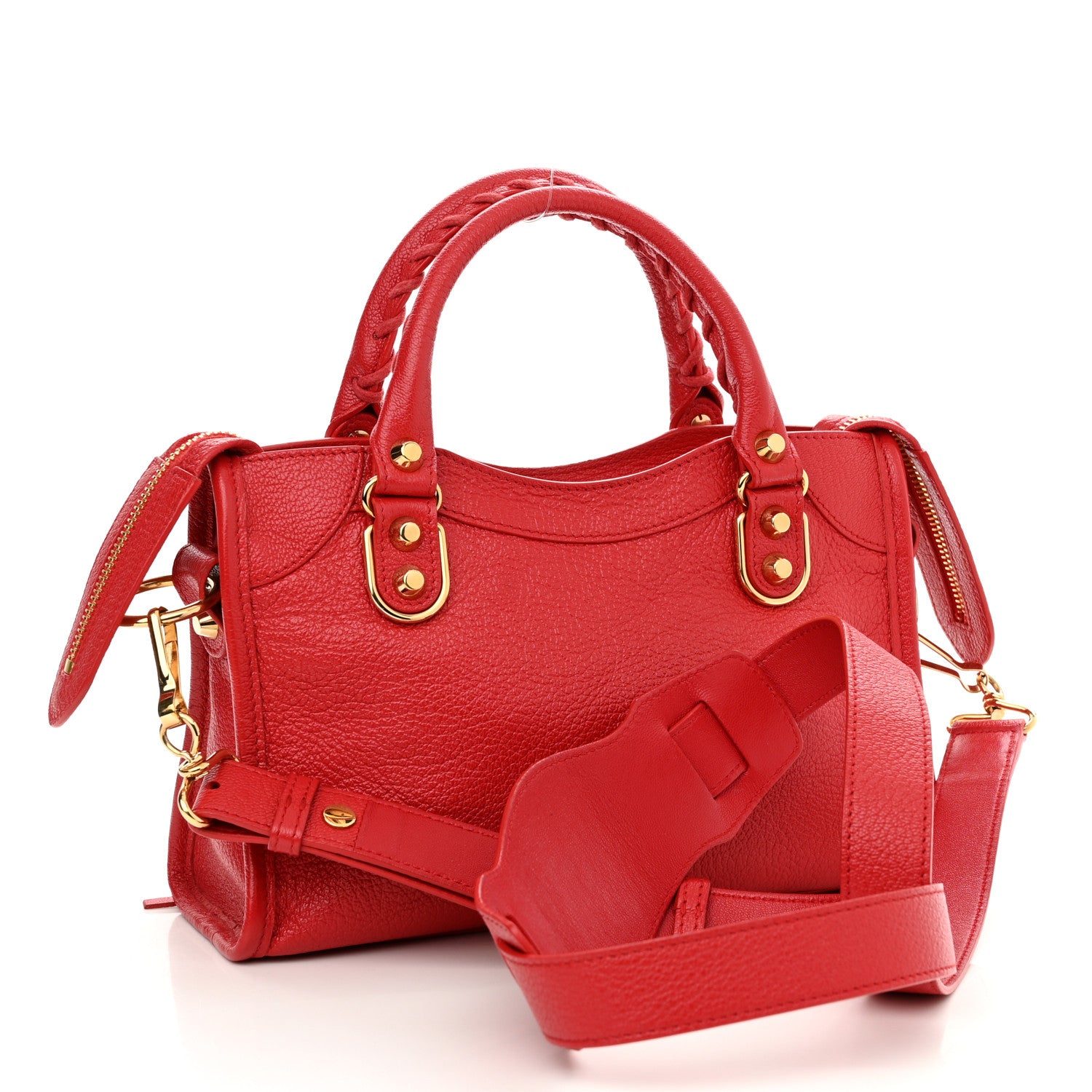 Balenciaga Chevre Gold Metallic Edge Hardware Mini City Rouge Grenade 3 of 11