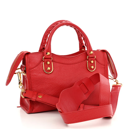 Balenciaga Chevre Gold Metallic Edge Hardware Mini City Rouge Grenade 3 of 11