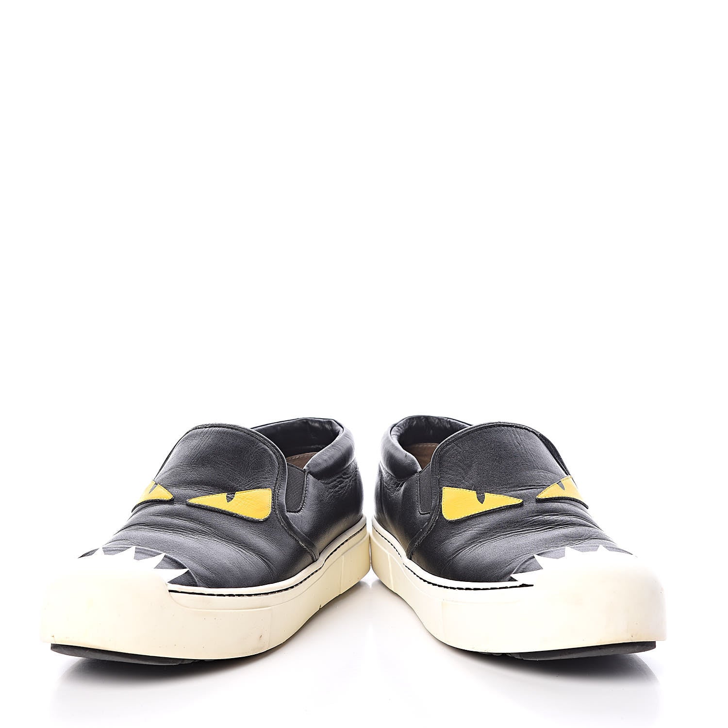Fendi Vitello Elite Monster Eyes Slip On Sneakers 38 Black 6 of 9