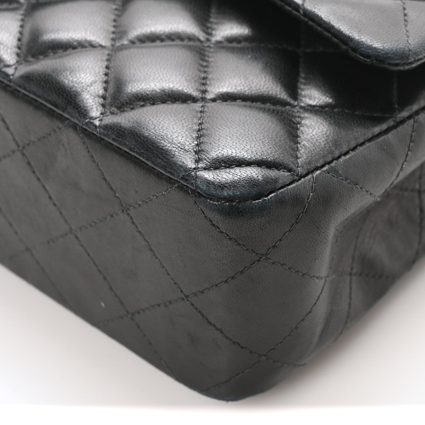 Lambskin Quilted Medium Double Flap Black