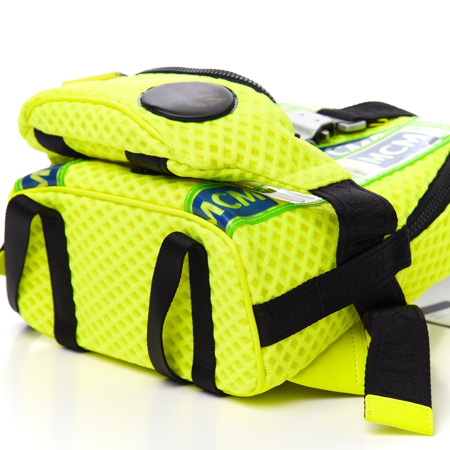 MCM Nylon Mesh Jemison 2-1 Backpack Neon Yellow 7 of 8