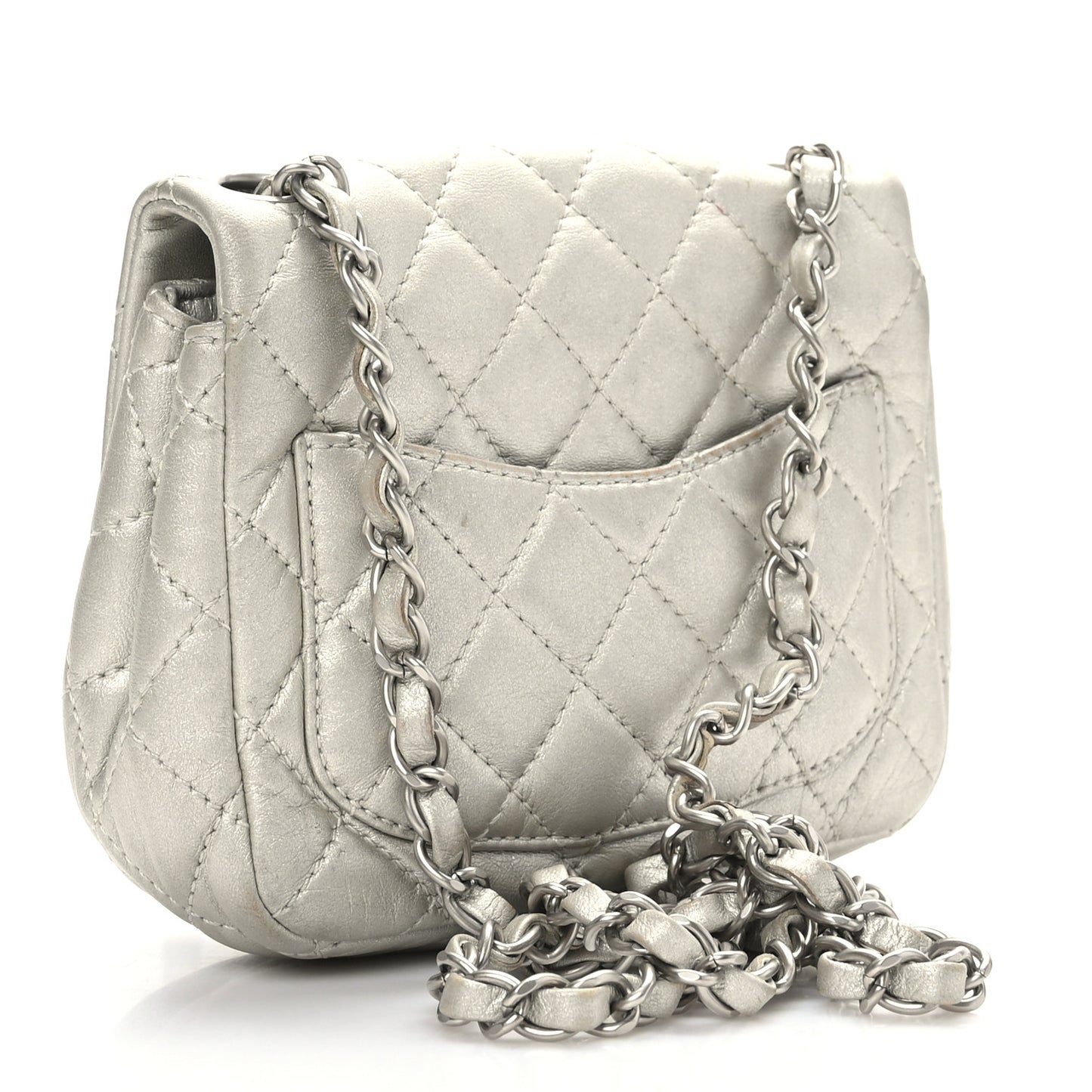 Metallic Lambskin Quilted Mini Square Flap Gold