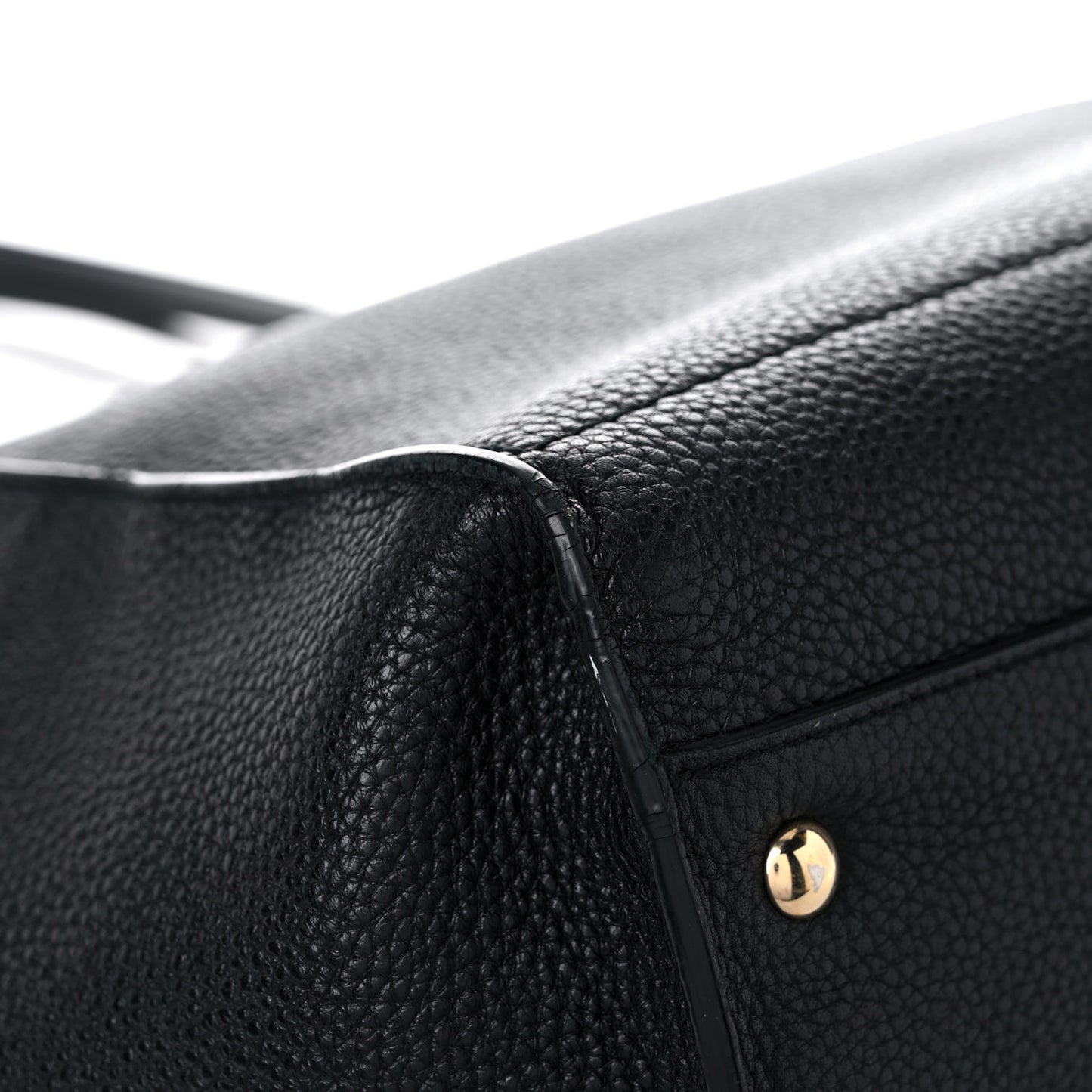 Hammered Calfskin Double Handle Medium Amy Tote Black