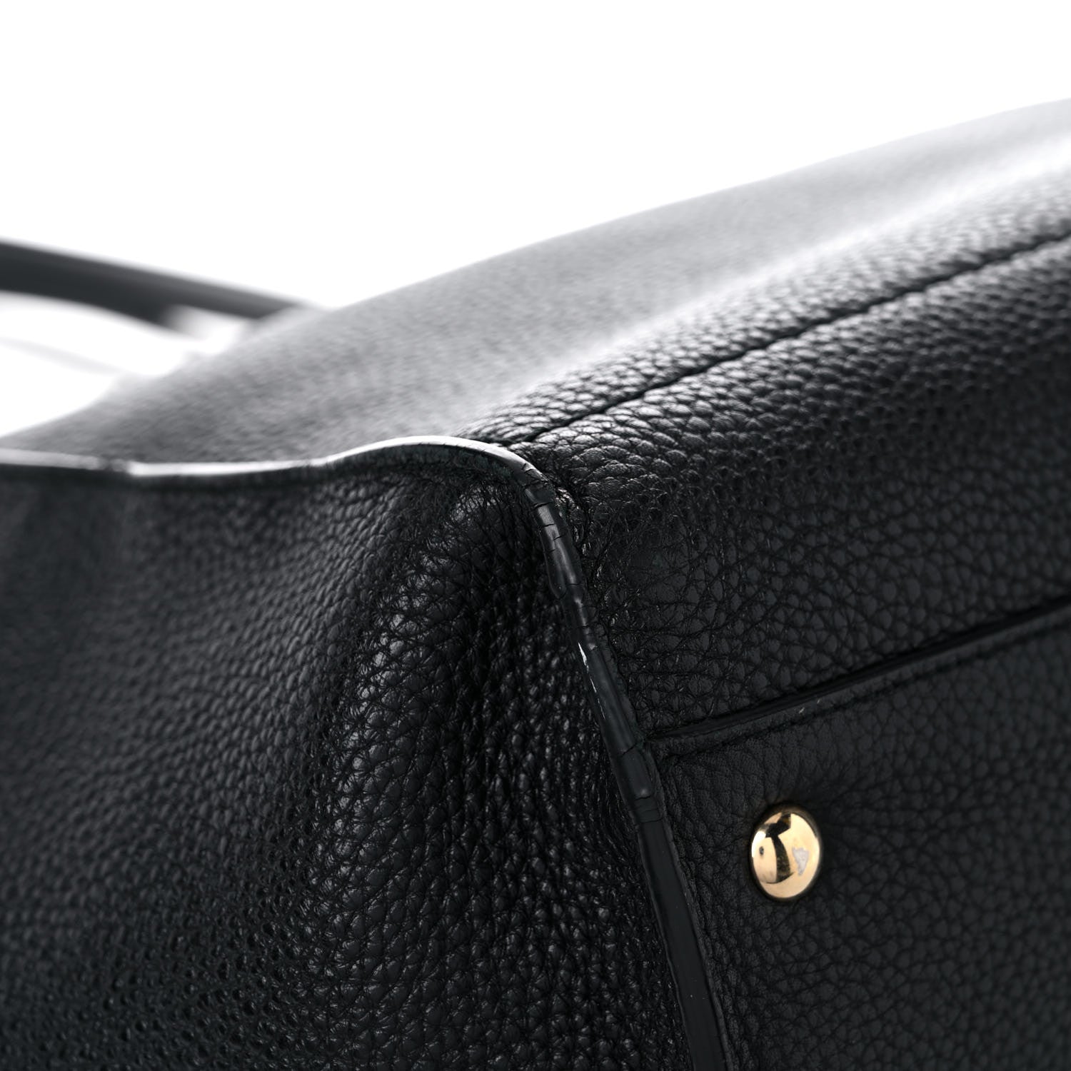 Salvatore Ferragamo Hammered Calfskin Double Handle Medium Amy Tote Black 6 of 14
