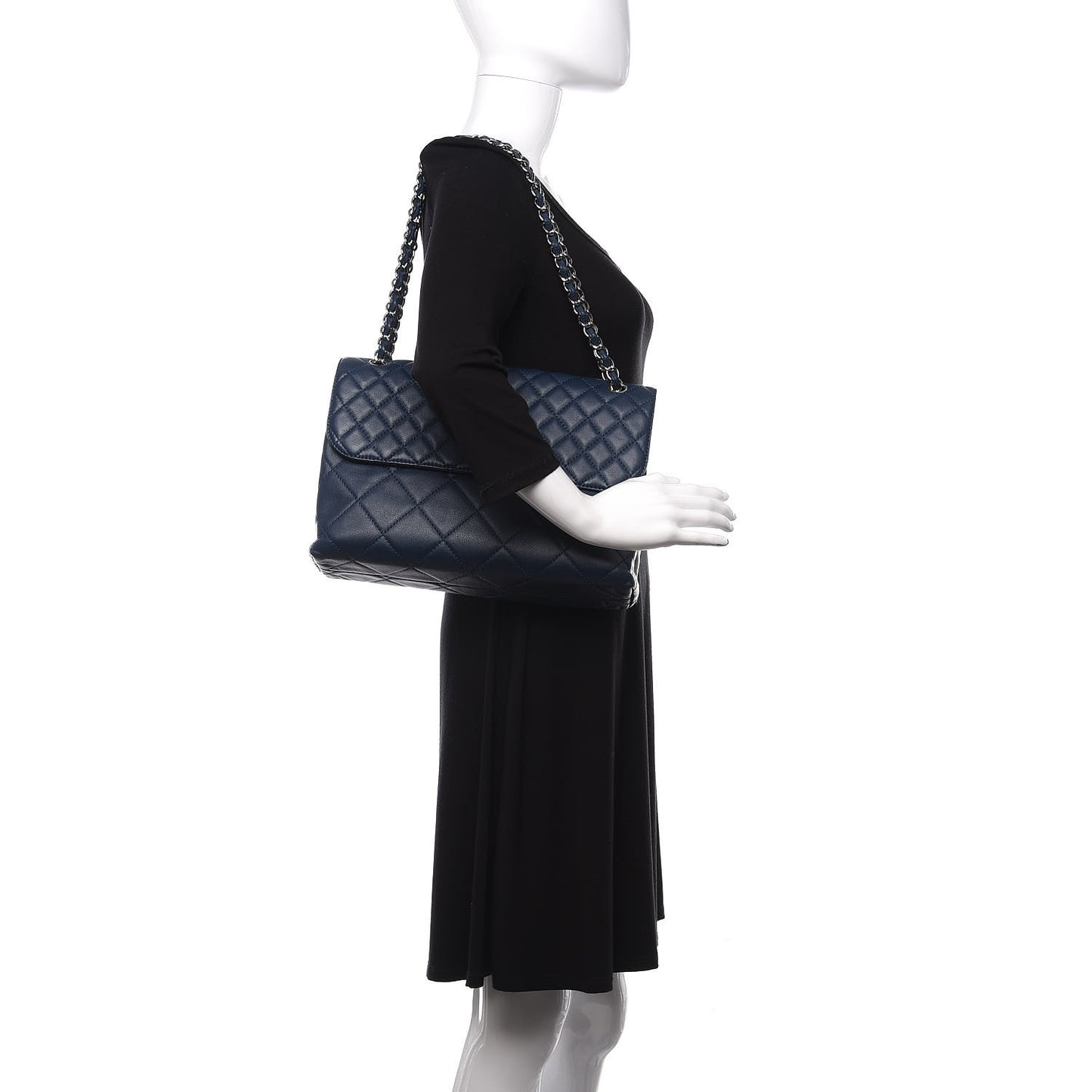 Calfskin Quilted In the Business Flap Dark Navy Blue