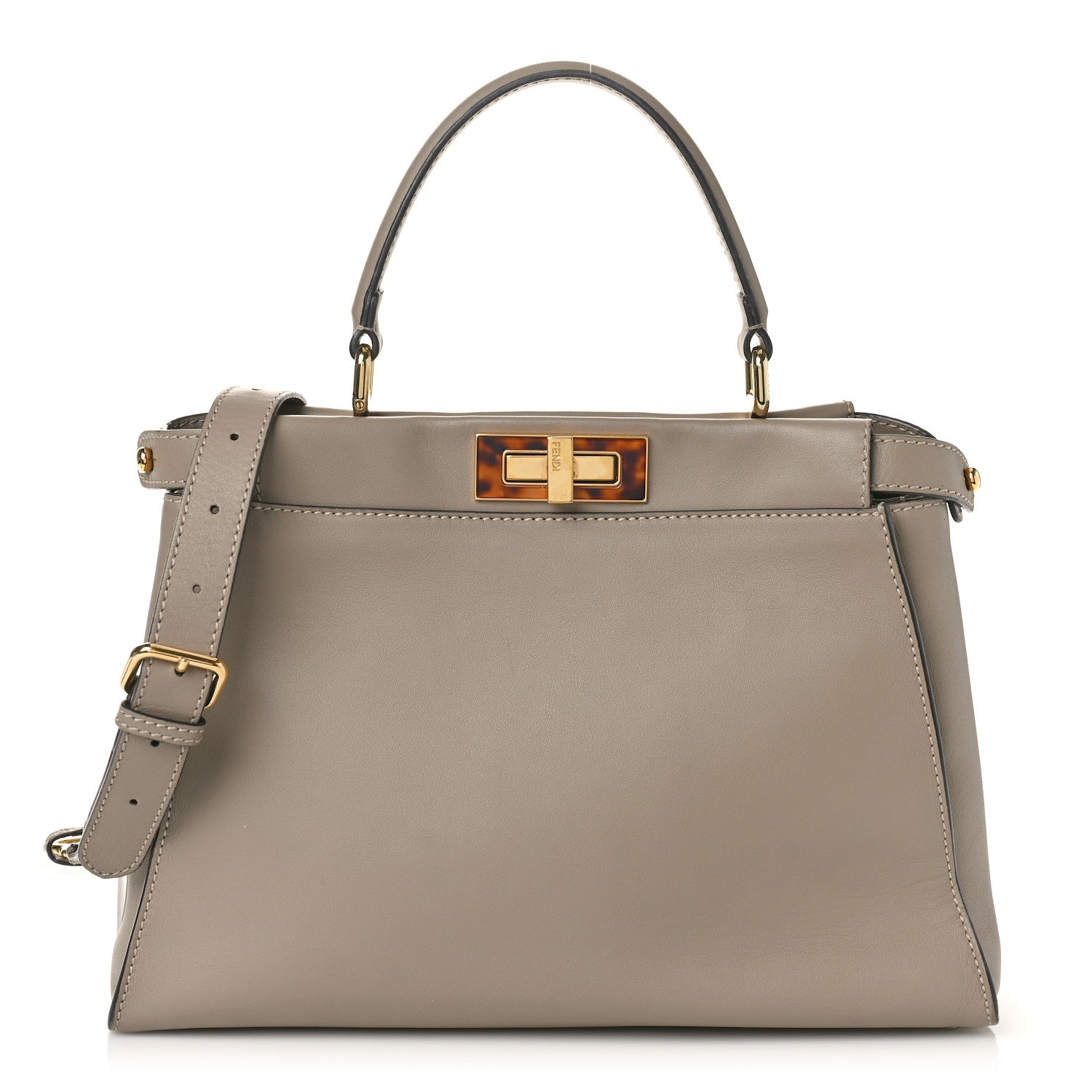 Fendi Vitello Seta Plexiglass Tortoise Medium Peekaboo Iconic Satchel Tortora 1 of 9