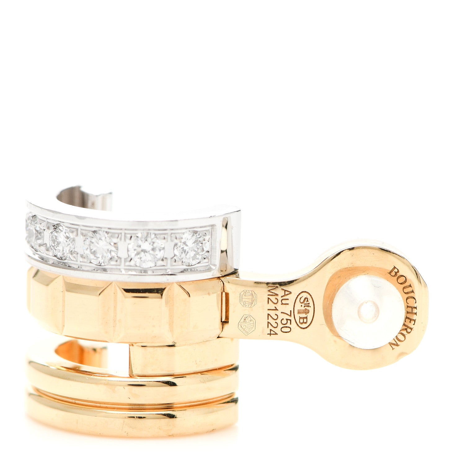 Boucheron 18K Yellow White Gold Quatre Radiant Edition Mini Single Clip Earring 4 of 5