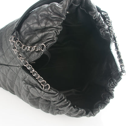 Chanel Distressed Glazed Caviar Quilted Large Elastic Tote Black 5 of 7