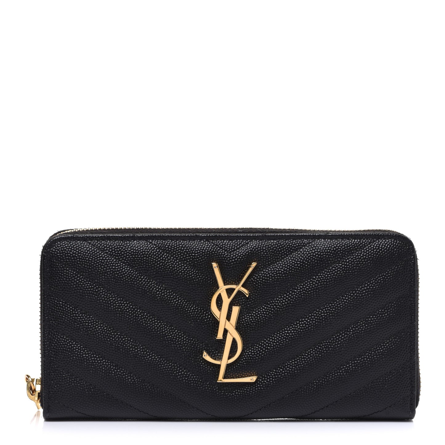 Grain De Poudre Matelasse Chevron Monogram Zip Around Wallet Black