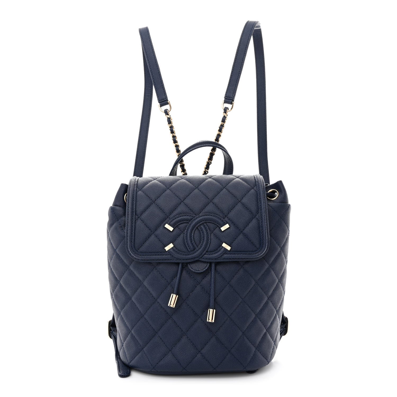 Chanel Caviar Quilted Small Filigree Backpack Navy 1 of 10