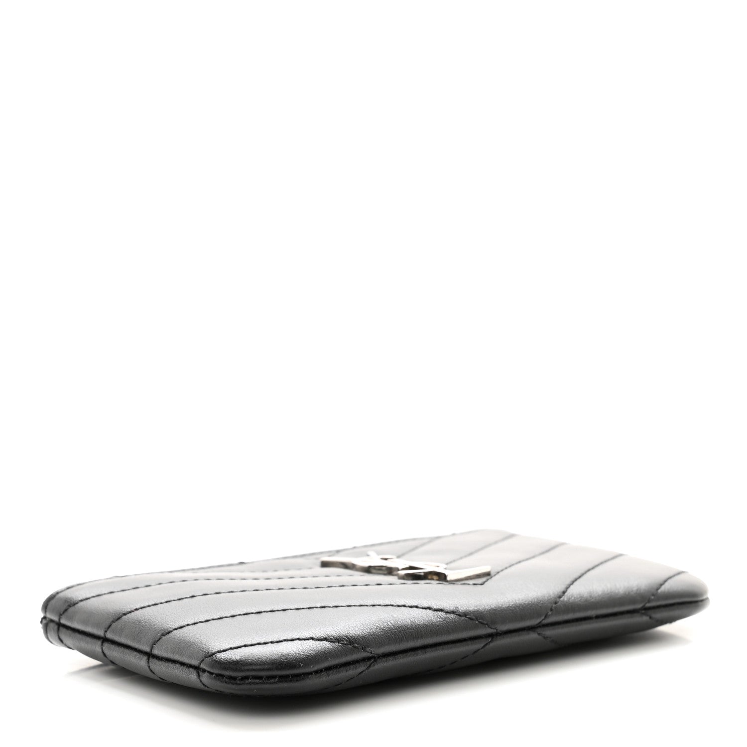 Saint Laurent Calfskin Matelasse Monogram Key Pouch Black 4 of 7