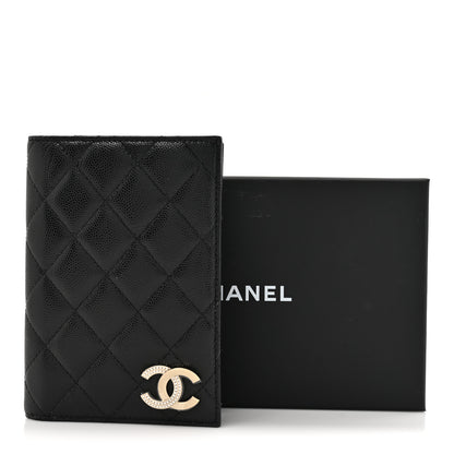 Chanel Caviar Quilted Crystal CC Passport Holder Black 8 of 8
