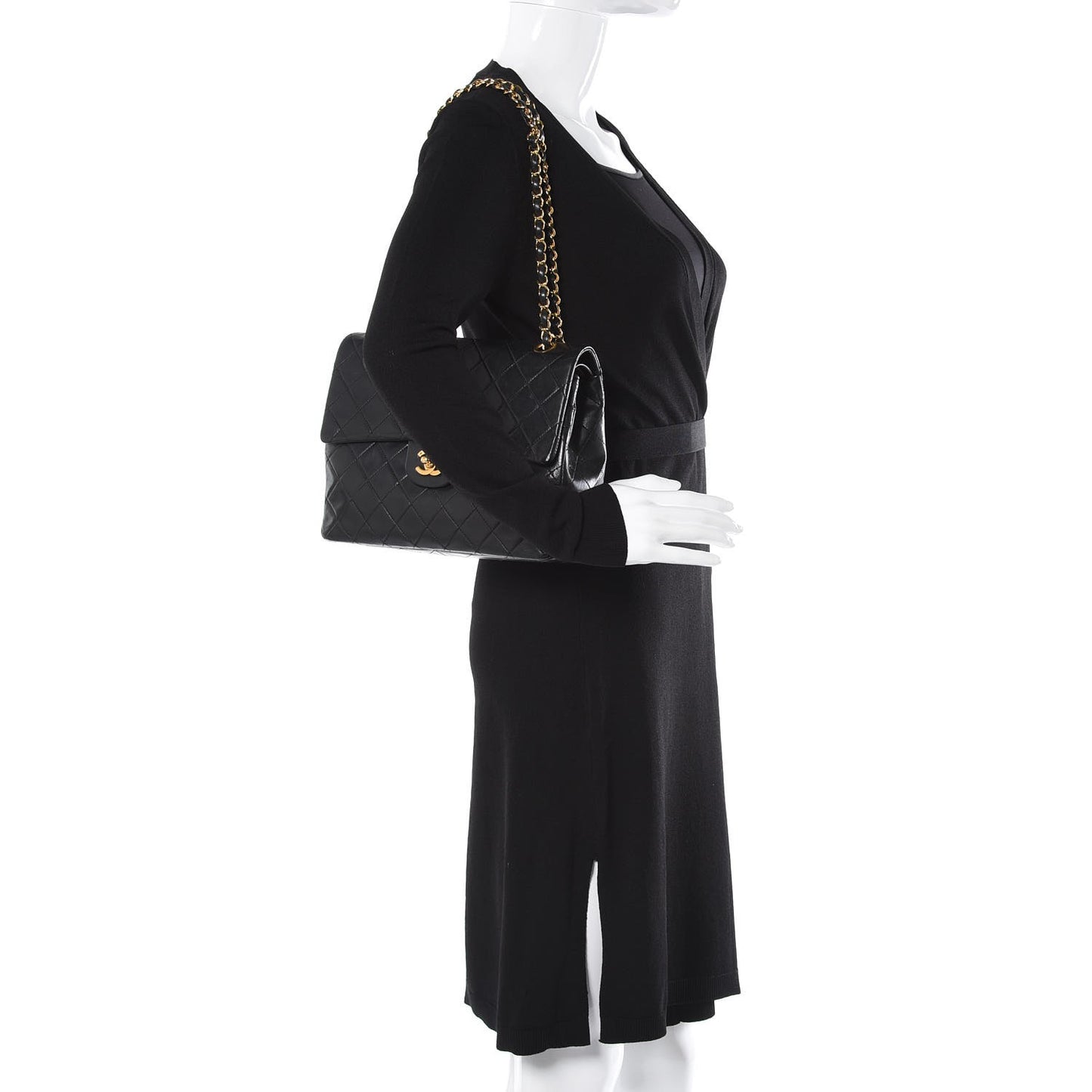 Lambskin Quilted Medium Double Flap Black